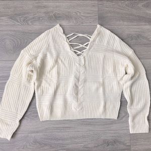 Knitted Lace-up Sweater